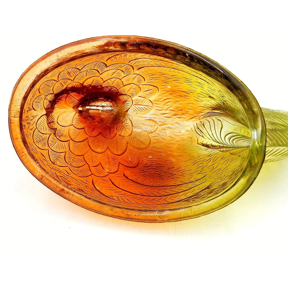 Glass Hen On Nest Ombre Amber Yellow 6 Inch Covered Candy Dish Vintage - Picture 9 of 14